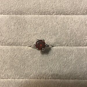 Stunning Silver Ring with Red Gemstone New